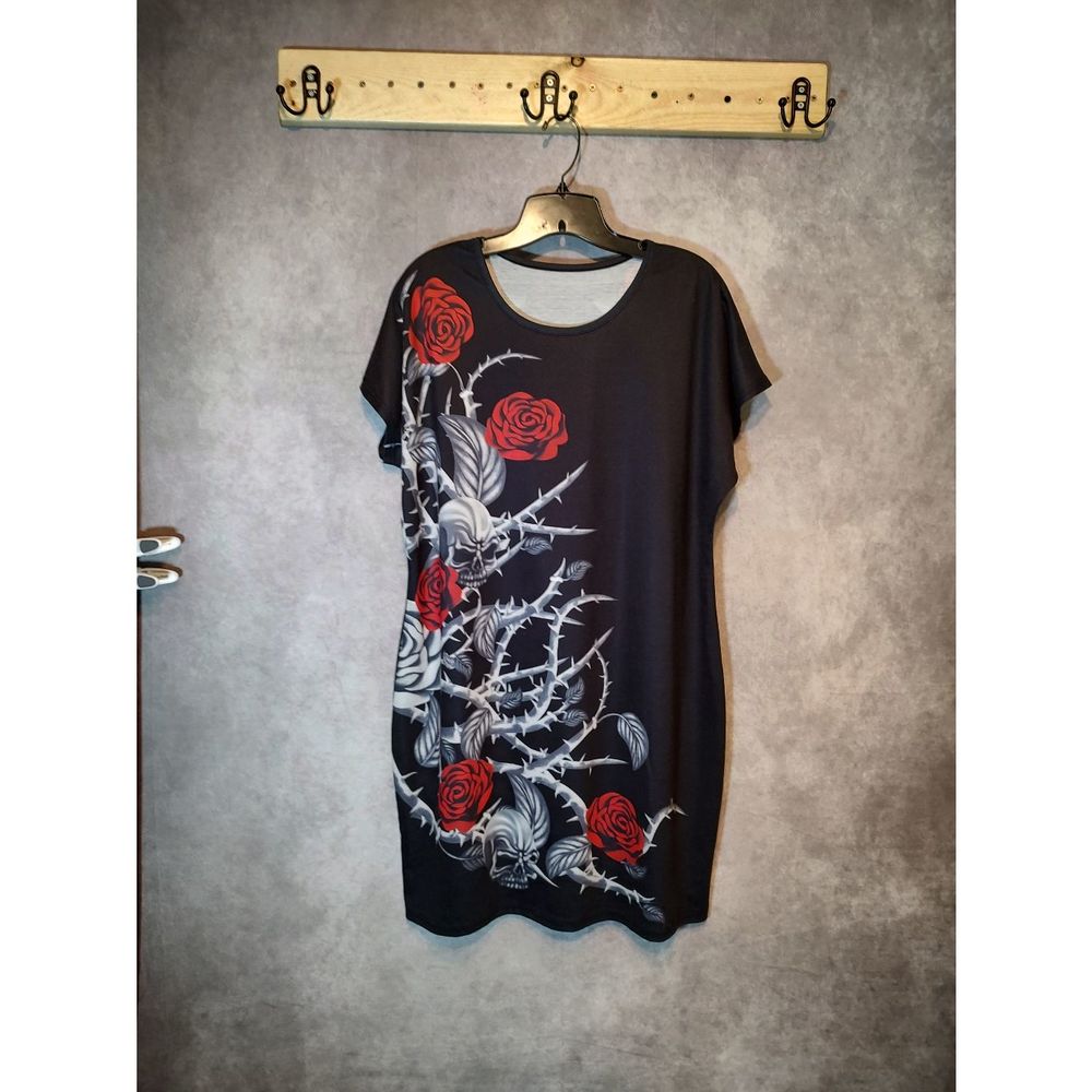Wings roses and skulls mini dress size xl.